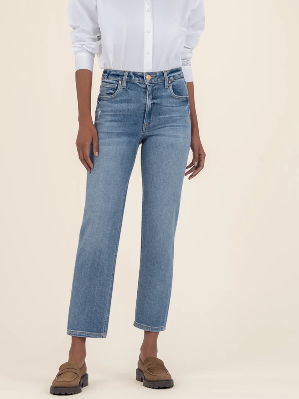Kut from the Kloth Elizabeth crop straight fair wash High-Rise Straight Jeans 4 - Picture 1 of 10